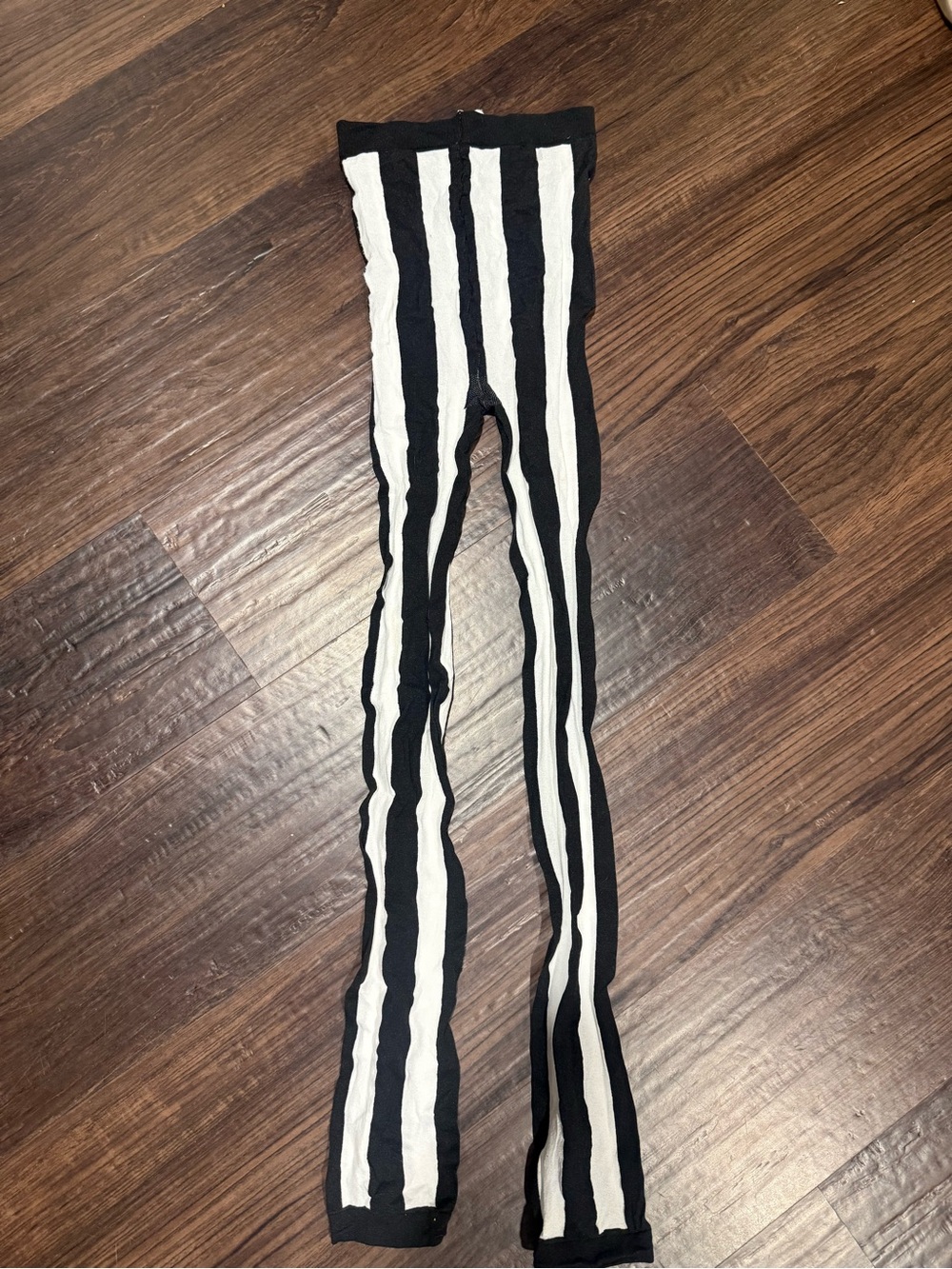 Striped Black and White Women's Tights